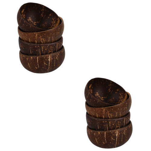 8Pcs Coconut Shell Bowls Coffee Food Storage Bowls