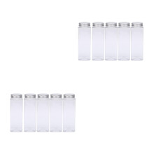 10Pcs Pet Clear Bottles with Black Screw Caps for Beverage Storage