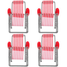 4Pcs Plastic Cloth Miniature Red Beach Chair Model for Home Decoration