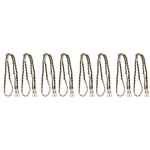 8Pcs Lightweight Black PU Metal Purse Chains Decorative Shoulder Strap