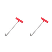 2Pcs Outdoor Manhole Cover Hook Heavy Duty Stainless Steel Red Handle