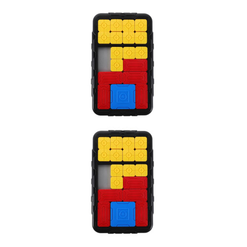 2Pcs Smart Sliding Puzzle Game Black Plastic Cognitive Development Toy