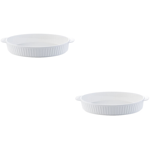 2Pcs White Ceramic Baking Trays Oven-Safe Handle Bakeware