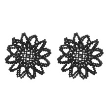 2Pcs Black Pearl Elastic Crochet Hair Net Elegant Dance Bun Cover
