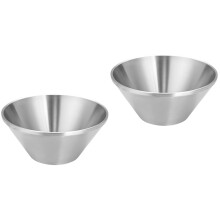 2Pcs Stainless Steel Dessert Bowls Silver Korean Style Ice Cream Cups