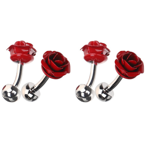 4Pcs Red Rose Tuxedo Studs and Cufflinks Set for Men Suit Elegance 1