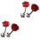 4Pcs Red Rose Tuxedo Studs and Cufflinks Set for Men Suit Elegance 3