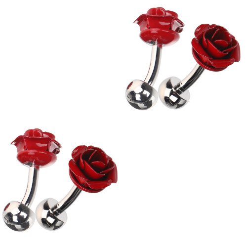4Pcs Red Rose Tuxedo Studs and Cufflinks Set for Men Suit Elegance 2