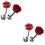 4Pcs Red Rose Tuxedo Studs and Cufflinks Set for Men Suit Elegance 5