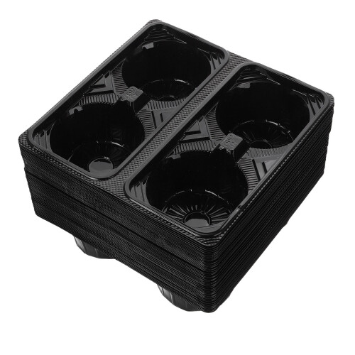 100Pcs Sturdy Black Plastic Coffee Carrier Tray for Takeout Beverages 1