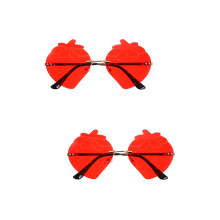 2Pairs Vintage Frameless Red Strawberry Sunglasses for Festival Events