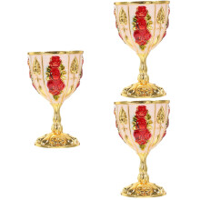 3Pcs Decorative Golden Metal Wine Cups Sturdy Reusable Tea Cups
