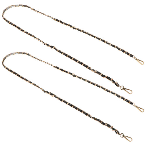 8Pcs Lightweight Black PU Metal Purse Chains Decorative Shoulder Strap 1