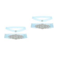4St Luxe Blauwe Kousenband Set Bruid Satijn