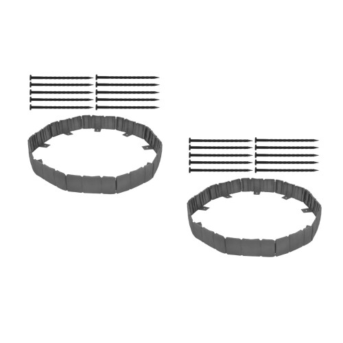 20Pcs Grey Stone-Look Plastic Garden Edge Border Durable Lawn Edging 2