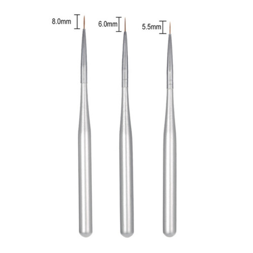 3Pcs Silver Nail Stripping Brushes for Accurate Nail Art Design 1
