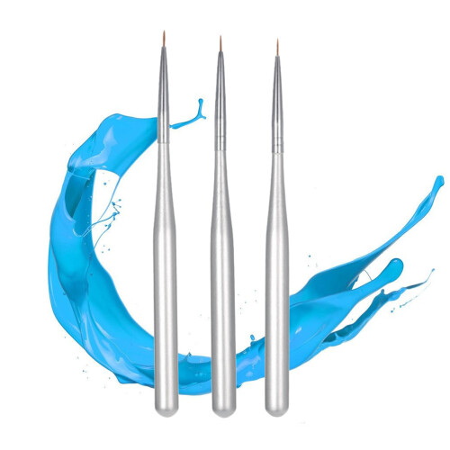 3Pcs Silver Nail Stripping Brushes for Accurate Nail Art Design 2
