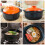 Orange Ceramic Casserole Pot with Lid, Home Stew Cooker 3