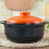 Orange Ceramic Casserole Pot with Lid, Home Stew Cooker 4