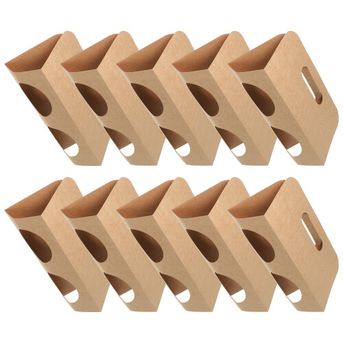 20Pcs Foldable Coffee Cup Carrier with Handle Kraft Paper Drink Holder 1