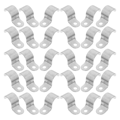 200Pcs Silver Iron Pipe Cable Clips Single-Side Outdoor Wire Clamps 1