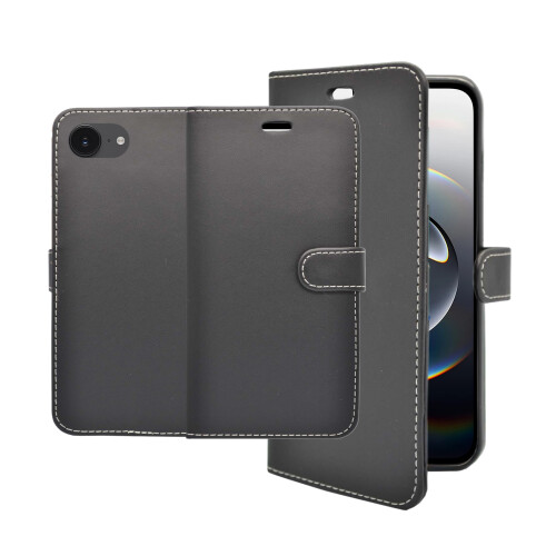 (Black) For Apple iPhone 17e Wallet Flip PU Leather Phone Case