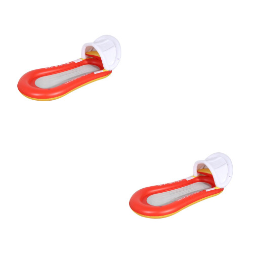 2Pcs Collapsible Recliner Floating Bed Orange with Inflatable Backrest 2