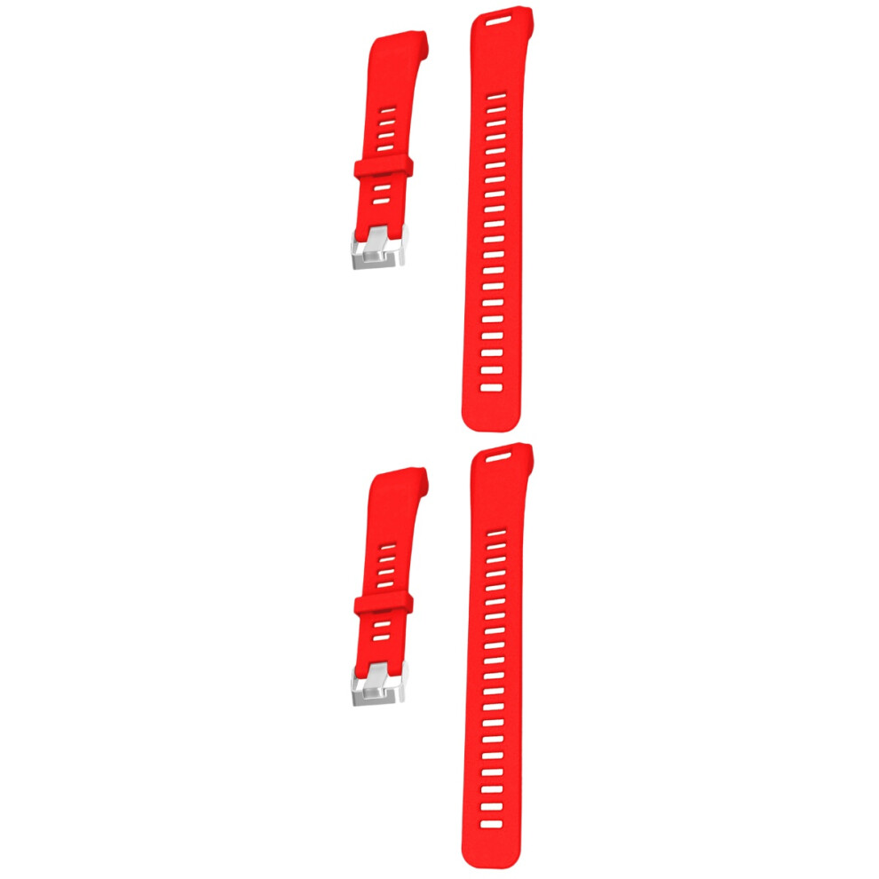 2Pcs Silicone Wristband Soft Durable Strap For Smart Watch Use Red 3722858836286