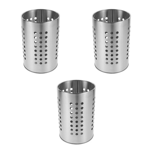 3Pcs Metal Cutlery Holder Silver Kitchen Spoon Fork Organizer 2