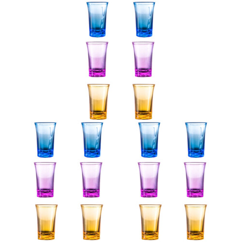 18Pcs Assorted Color Acrylic Whiskey Cups Thickened Transparent Cups