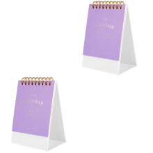 2Pcs Note Desk Calendar 2024 Purple Paper Office Accessories