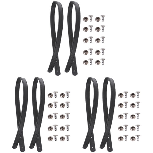 6 Sets Leather Handbag Handles Tote Replacement Straps With Rivets