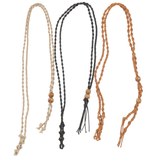 3Pcs Adjustable Woven Rope Crystal Necklace Holders Assorted Colors