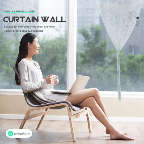 Silver Tassel Door Curtain Polyester Decorative Room Divider 2