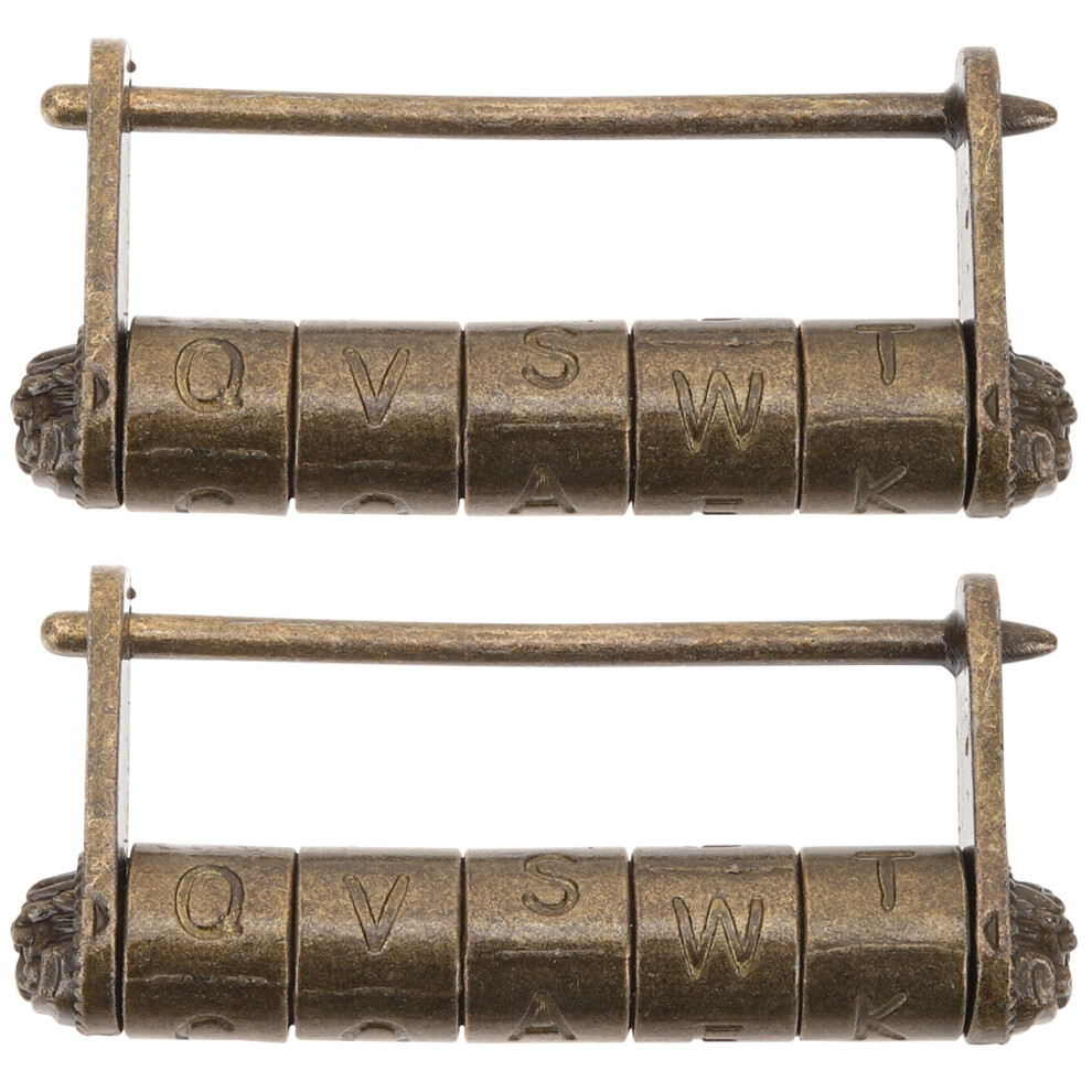 2 Pcs Key Padlock Cabinet Door Antique Combination Password 3722858844878