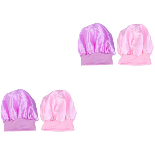 4Pcs Assorted Color Wide Side Sleeping Caps Elastic Hair Protection 2