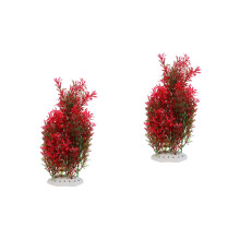 2Pcs Premium Plastic Red Aquarium Plants Lifelike Fish Tank Decoration