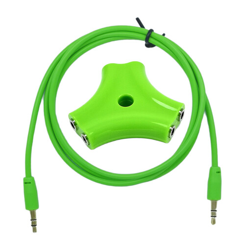 2Pcs Unique Red 3.5mm Earphone Splitter with 5 Outputs and Audio Cable 1