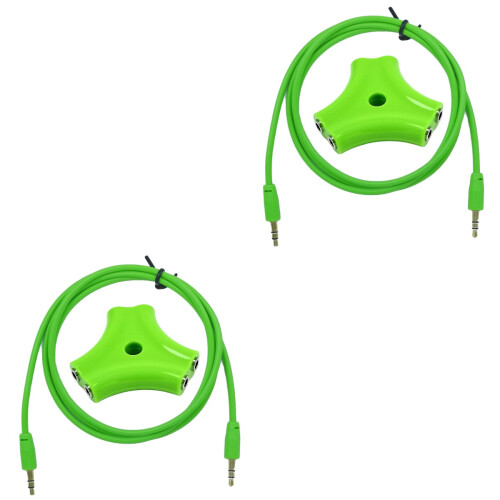 2Pcs Unique Red 3.5mm Earphone Splitter with 5 Outputs and Audio Cable 2