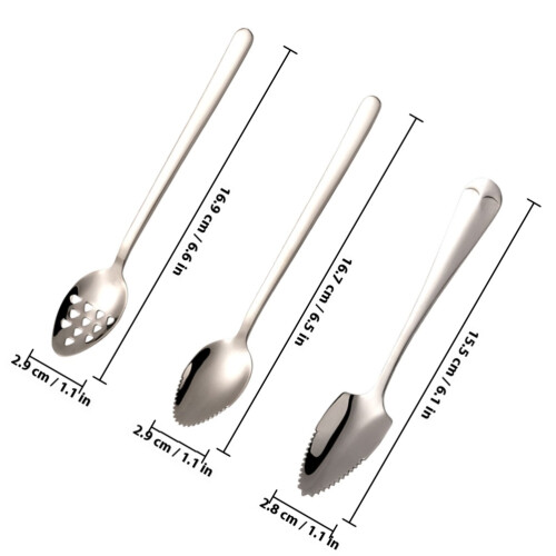 6Pcs Stainless Steel Baby Fruit Scraping Spoons Silver Durable Set 1