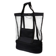 1St Multifunctionele Mesh Shopper Strandtas Zwarte Opbergtas