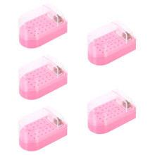 5Pcs Manicure Nail Drill Bit Storage Box Pink Plastic Display Case