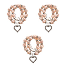 3Pcs Pet Necklace with Pearls and Rhinestones Adjustable Heart Design