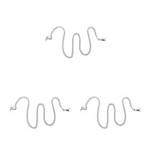 3Pcs Metal Pocket Watch Chains Silver Heavy Duty Closure Retro Design