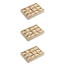 3Pcs Multi-Lattice Watch Storage Box Light Yellow Density Board Case