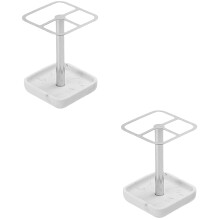 2Pcs Resin and Stainless Steel Toothbrush Stand for Home