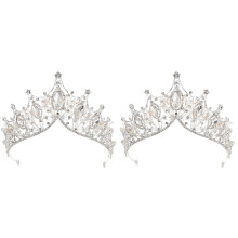 2Pcs Silver Party Crown Headdresses Wedding Tiara for Women and Girls