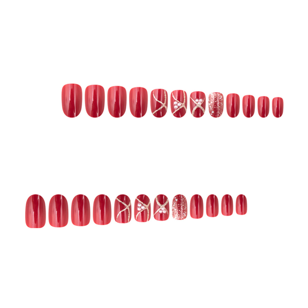 24Pcs Assorted Color Christmas Nail Decal Fake Tips for Home Manicure