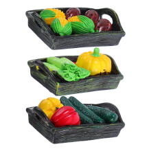 3Pcs Assorted Color Mini Resin Vegetable Baskets for Doll House Decor