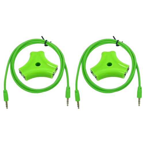 2Pcs Unique Red 3.5mm Earphone Splitter with 5 Outputs and Audio Cable